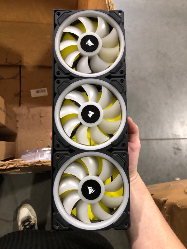 Photo 2 of ***NEEDS NEW FANS*** ***FANS USED, EVERYTHING ELSE NEW*** ***PARTS ONLY*** Corsair iCUE LINK QX120 RGB 120mm Magnetic Dome RGB Fans - Triple Fan Starter Kit with iCUE LINK System Hub - Black