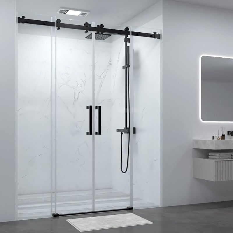 Photo 1 of 
Milano Double Sliding Shower Door, 60 in.W x 74 in.H Framed Shower Door 5/16"(8mm) Clear Tempered Glass, 18 inch Pull Handle, Stainless Steel Hardware, Brushed Nickel Finished
