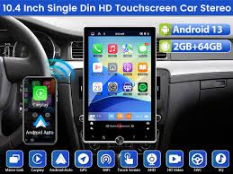 Photo 1 of 2+64G Android 13 Single Din 10.4 Inch Vertical Rotate Touch Screen Car Radio with Bluetooth, Wireless CarPlay & Android Auto, WiFi, GPS, Mirror Link, Voice Control, 50 UI, SWC 