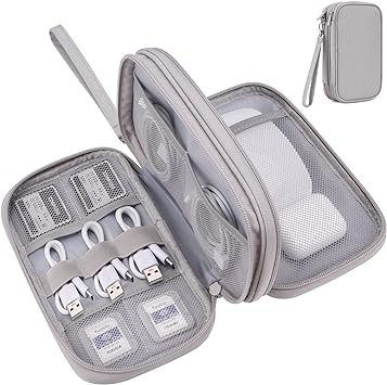 Photo 1 of Electronics Organizer Travel Case, Airplane Essentials Pouch Bag for Cable, Chargers & Cords, Tech Accessories (Large, Dark Grey)
