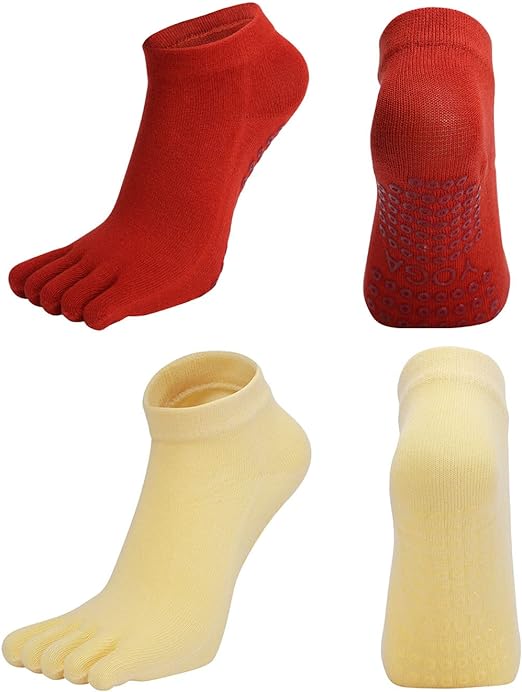 Photo 1 of LEMON GIRL 2/4 Pairs Non-Slip Full Toe Yoga Socks US 5-9.5, Non Skid Pilates Socks for Women Girls
