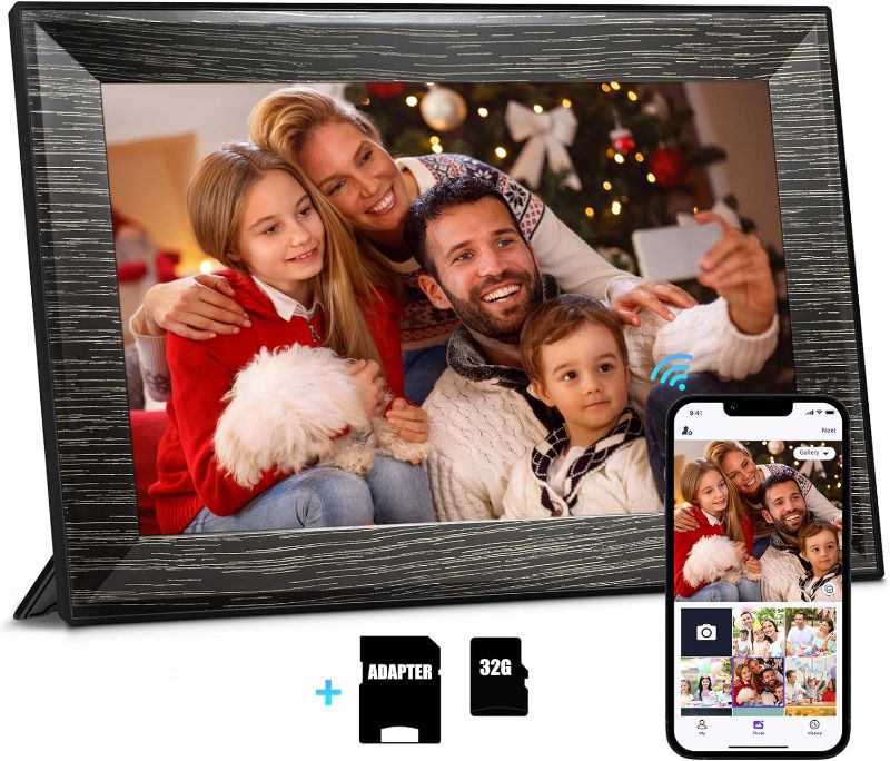 Photo 1 of 10.1 inch WiFi Digital Picture Frame with 64GB Storage(Built in 32GB and 32GB SD Card), 1280 * 800 IPS HD Touch Screen Electronic Smart Digital Photo Frame, Easy to Share Photos and Videos
