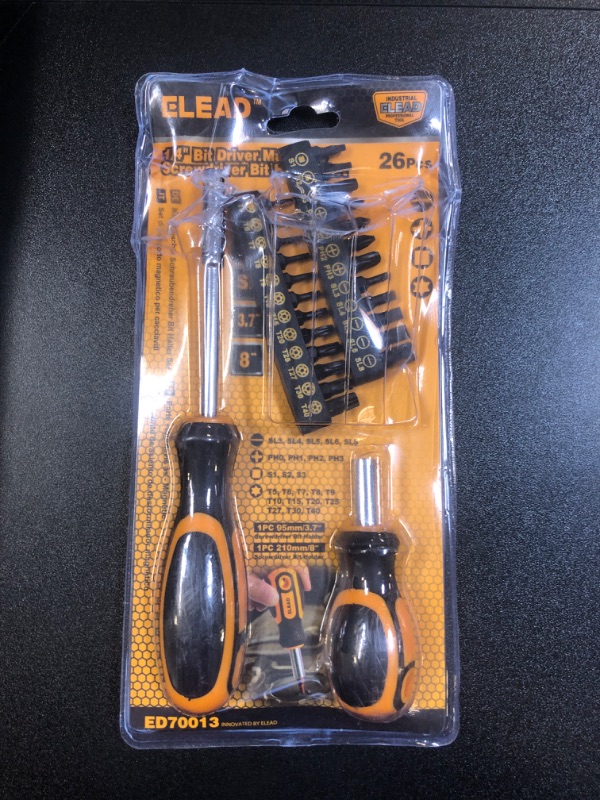 Photo 2 of 26-Piece Magnetic Screwdriver & Bit Set - Strong Magnetic Bit Holder and Screwdriver Bits, Durable & Versatile, Ergonomic Cushion Grip 95mm & 210mm Handles, Torx, Square, Phillips, Slotted Bits