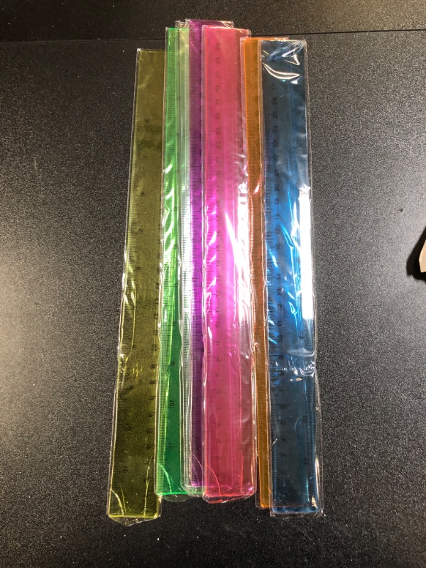 Photo 2 of Color Transparent Ruler Plastic Rulers - Ruler 12 inch, Kids Ruler for School, Ruler with Centimeters, Millimeter and Inches, Assorted Colors, Clear Rulers, 7 Pack School Rulers