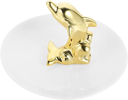 Photo 1 of  Dolphin Jewelry Tray Ceramic Ring Dish Trinket Dish Trinket Tray Earring Display Tray Ceramic Jewelry Dish Key Golden Rings Jewelry Dish Tray Ceramics Dish Shape Ceramic Plate