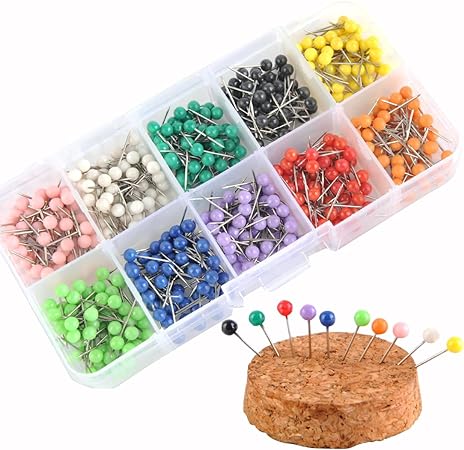 Photo 1 of 600 Pcs Multi-Color Push Pins Map Tacks,1/8-Inch Plastic Round Head Decorative Push Pins for Bulletin Boards/Fabric/Office/Wall (10 Colors)
