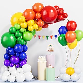 Photo 1 of Libima 152 Pcs Rainbow Party Backdrop Decorations Rainbow Garland Kits Include Assorted Colors Long Balloons, White Latex Balloons and Crepe Paper Streamers for Carnival Birthday Rainbow Party https://a.co/d/gcp6cCZ