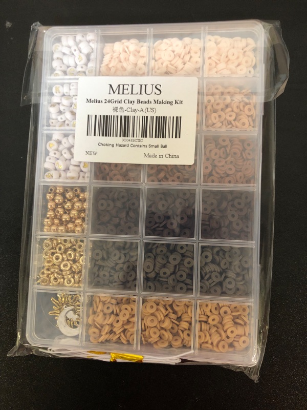 Photo 2 of MELIUS Clay Beads Friendship Bracelet Making Kit, Polymer Beads and Pendant, Gold Letter Beads, Spacer Beads in 24 Grid Box for Jewelry Making, DIY Bracelets (A) https://a.co/d/fPKRT21
