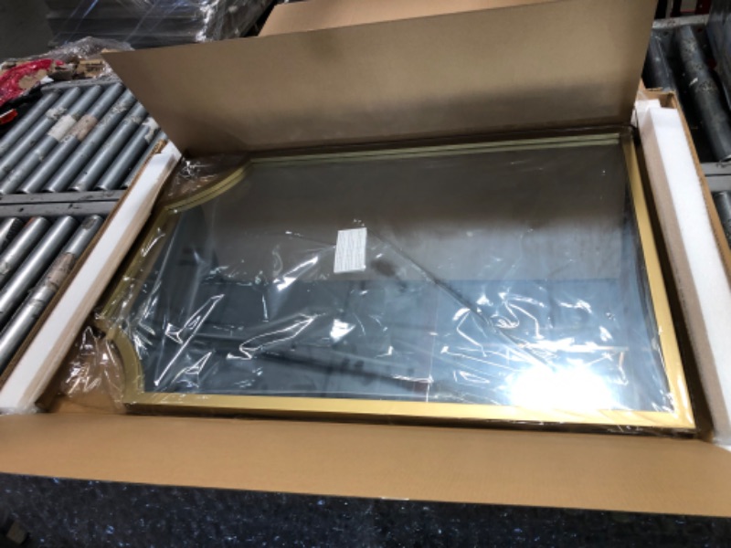 Photo 1 of  2 pc allen + roth 24-in W x 36-in H Arch Gold Framed Wall Mirror
