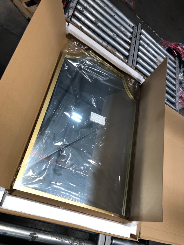 Photo 1 of  2 pc allen + roth 24-in W x 36-in H Arch Gold Framed Wall Mirror
