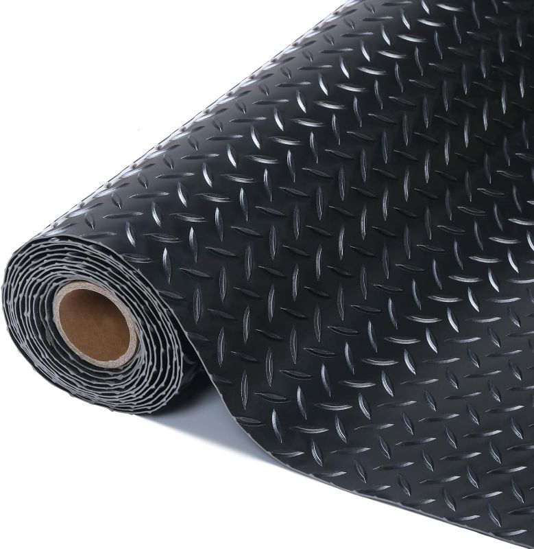 Photo 1 of **APPEARS  SOME HAS BEEN USED NOT A FULL ROLL**
Rubber-Cal Diamond Plate Rubber Flooring Roll, 3mm x 4ft Wide Roll