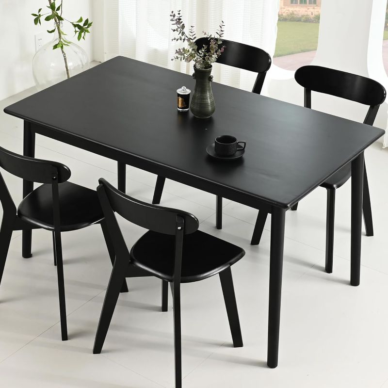 Photo 1 of (READ FULL POST) DELAVIN 47.2" Rectangle Solid Wood Dining Table, Modern Kitchen Table, Oak Dining Room Table, Easy Assembly, Black