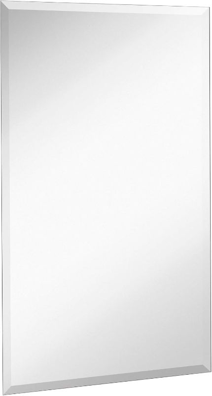 Photo 1 of ANDY STAR Wall Mirror Brushed Nickel for Bathroom, 24x36x1 Rounded Rectangle Mirror with Stainless Steel Silver Metal Frame, Modern Bathroom Vanity Mirror 24" x 36" Brushed Nickel