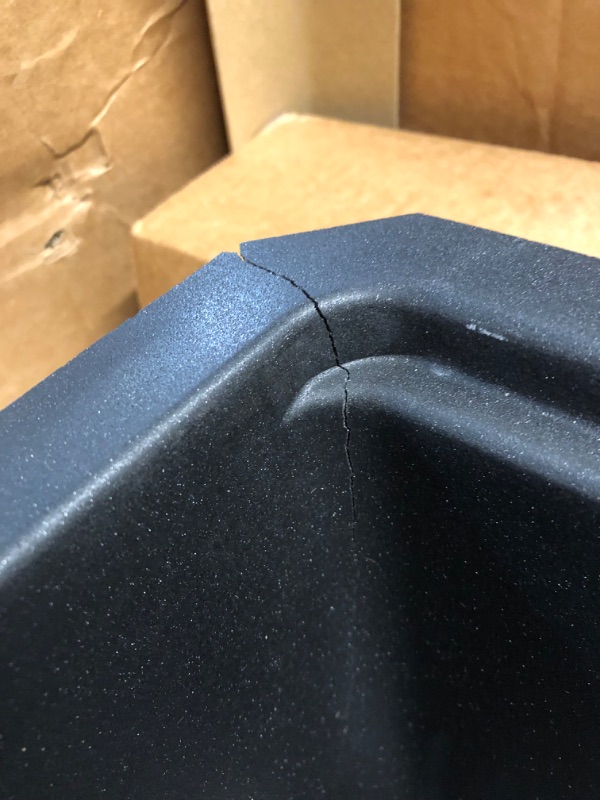 Photo 3 of ***DAMAGED - CRACKED - SEE PICTURES - LIKELY MISSING PARTS - UNABLE TO VERIFY FUNCTIONALITY***
KRAUS Bellucci Workstation 30-inch Undermount Granite Composite Single Bowl Kitchen Sink in Metallic Black with Accessories, KGUW2-30MBL