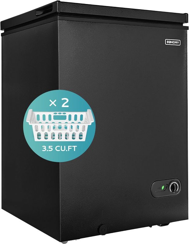 Photo 1 of ***see notes*** EUHOMY 3.5 Cu.Ft Chest Freezer with Removable Basket, Small Deep Freezer Adjustable 7 Thermostat, Quiet Mini Freezer Free-Standing Top Door, Energy Saving for Apartment/Garage/Basement/Dorm/Home,Black
