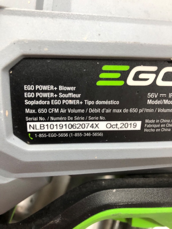 Photo 4 of ***SEE NOTES***
EGO POWER+ 56-volt 765-CFM 200-MPH Battery Handheld Leaf Blower 5 Ah 
