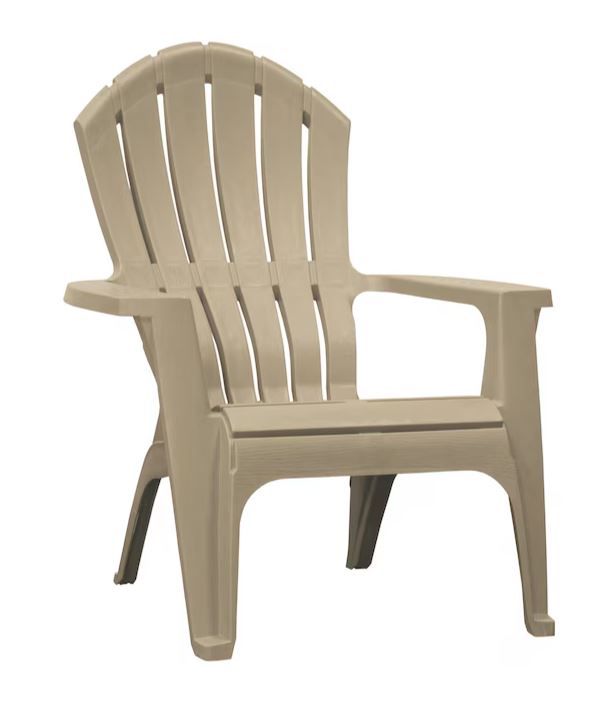 Photo 1 of Adams PATIO Stackable Taupe Plastic Frame Stationary Adirondack Chair with Slat Seat
