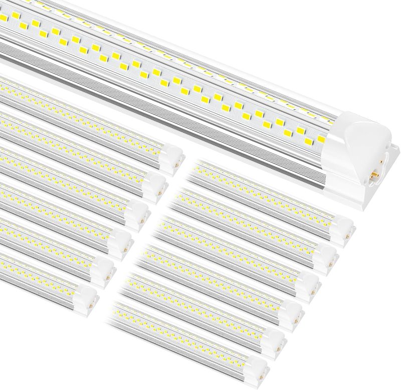 Photo 1 of 8ft LED Shop Light, 8' 100W 15000lm 6000K (12 Pack), 8 Foot Linkable led Shop Lights with Plug Fixture for Garage Workshop, T8 LED Tube Lights, High Output,
