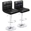 Photo 1 of 
LACOO
33 in. - 44 in. Height Black Low Back Metal Adjustable Bar Stool with PU Leather-Seat 360° Swivel (Set of 2)