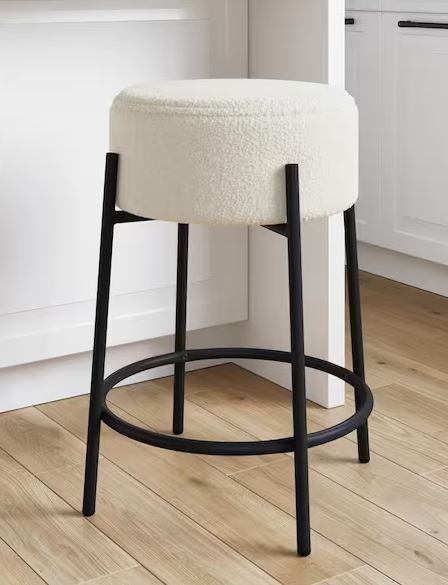 Photo 1 of 
Nathan James
Isaac 29 in. Modern Backless Bar Stool with Round Soft Padded Boucle Seat and Metal Mid-Century Base, Boucle White/Black