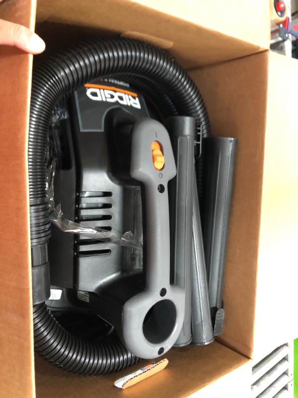 Photo 2 of 
RIDGID
4 Gallon 5.0 Peak HP Portable Shop Vac Wet Dry Vacuum with Fine Dust Filter, Locking Hose and Accessory Attachments