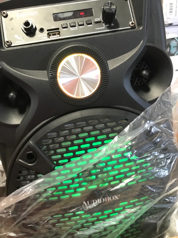 Photo 2 of (bluetooth does not work)(microphone works)  AUDIOBOX ABX-82S Portable 8" PA Speaker with Stand, WaveSync™ Technology, Bluetooth, LED Lights, 1100W - includes Microphone & USB Cable