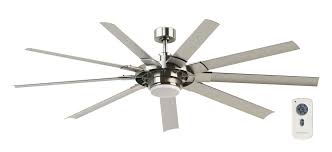 Photo 1 of **SEE NOTES** Fanimation Studio Collection Slinger v2 72-in Brushed Nickel with Gray Blades Color-changing Integrated LED Indoor/Outdoor Ceiling Fan with Light and Remote (9-Blade)
