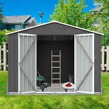 Photo 1 of *BOX 2/2 // PARTIAL SET** Outdoor Storage Shed 8 x 6 FT, Metal Garden Shed, Metal Storage House with Lockable Door for Backyard Outdoor Patio (Brown) 8*6FT