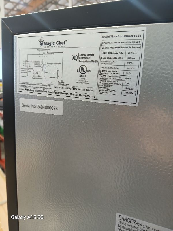 Photo 3 of *MINOR DAMAGE* Magic Chef 2.6 cu. ft. Mini Refrigerator in Stainless Look, ENERGY STAR