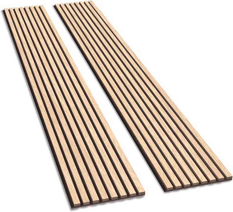 Photo 1 of * SEE NOTES AND PHOTOS* Wood Slat Wall Panels, 2 Pack Wood Slats for Wall, 94.48"x 12.59"x 0.82" Each, 3D Wall Panels for Interior Wall Decor, (Warm Oak)
