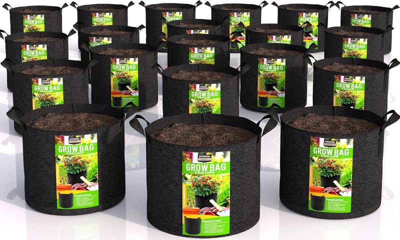 Photo 1 of 
Utopia Home 20 Pack 5 Gallon Grow Bags, 300G Thickened Nonwoven Plant Fabric Pots for Outdoor, Grow Pots, Garden Plant Bags, Aeration Fabric Planter Bags...
Item Package Quantity:20
Size:5 Gallon