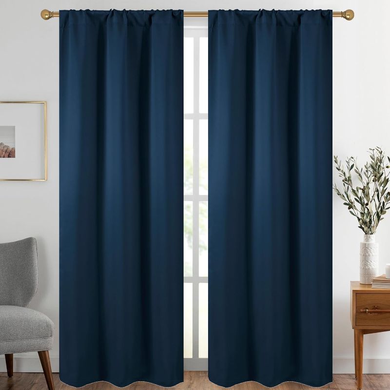 Photo 1 of 
Diraysid Navy Blue Blackout Curtains for Bedroom and Living Room Thermal Insulated Room Darkening Curtains Drapes, 42 x 84 inch, 2 Panels
Size:42"W x 84"L
Color:Navy Blue