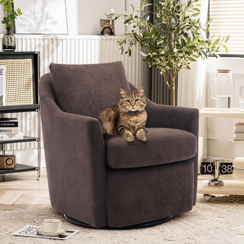 Photo 1 of 
COLAMY Swivel Accent Chair Armchair, Upholstered Round Barrel Chair, 360° Swivel Chair, Morden Arm Chair for Living Room/Nursery/Bedroom-Coffee