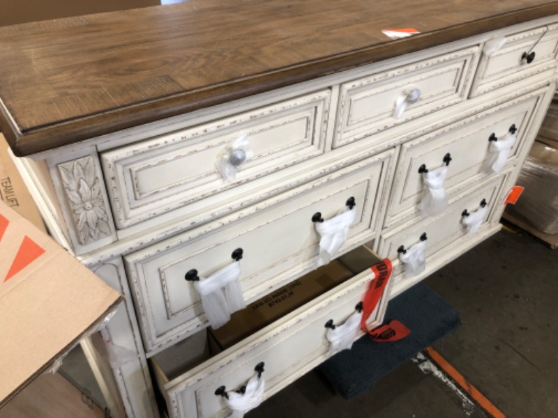 Photo 4 of * MINOR DAMAGE* Realyn Dresser Chipped White - Signature Design by Ashley: 7-Drawer Storage, Wood Composite Frame, Bedroom Furniture
