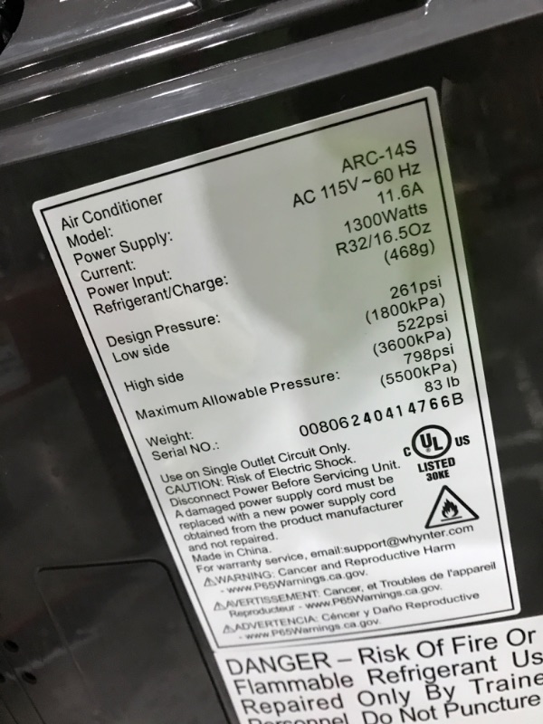 Photo 4 of * TESTED NEW* Whynter Portable Air Conditioner 14,000 BTU with Dual Hose Dehumidifier & Cooling Fan for 500 Sq Ft Rooms, Includes AC Unit Window Kit, ARC-14S (9,500 BTU SACC) AC Unit Only