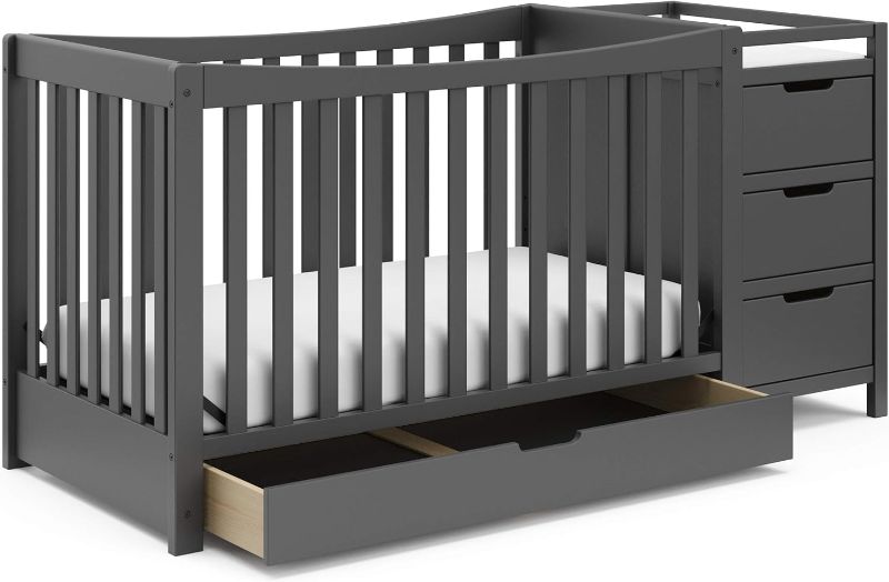 Photo 1 of * SEE NOTES* Graco Remi 4-in-1 Convertible Crib & Changer with Drawer (Gray) – GREENGUARD Gold Certified, Crib and Changing -Table Combo, Includes Changing Pad, Converts to Toddler Bed, Daybed and Full-Size Bed
