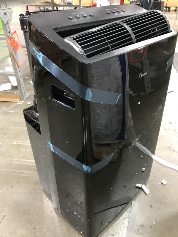 Photo 4 of *MINOR DAMAGE* MISSING PARTS* Midea Duo 14,000 BTU (12,000 BTU SACC) High Efficiency Inverter, Ultra Quiet Portable Air Conditioner, Cools up to 550 Sq. Ft., Works with Alexa/Google Assistant, Includes Remote Control & Window Kit Black 14,000 BTU