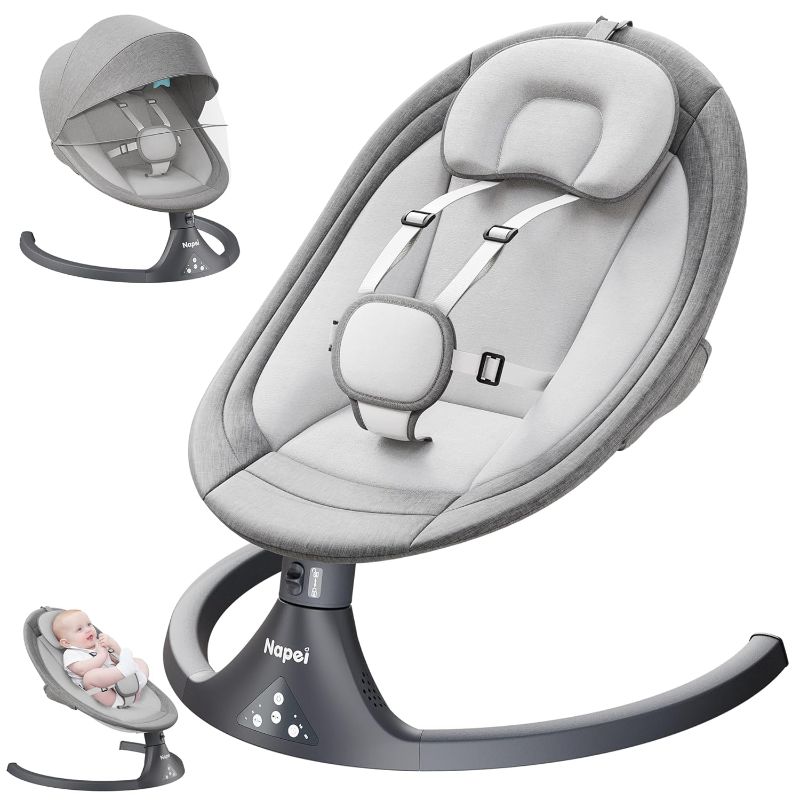 Photo 1 of * MISSING PARTS* Baby Swing for Infants to Toddler,Electric Portable Baby Swing and Bouncer,Bluetooth Infant Swing for Newborn with Remote Control,10 Music,5 Speed,3 Seat Position,Baby Rocker for Baby 0-9 Month
