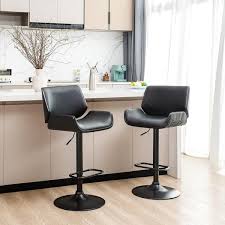 Photo 1 of * MISSING PARTS* Glitzhome
Mid-century Black Modern Adjustable Height Swivel Bar Stool (Set of 2)