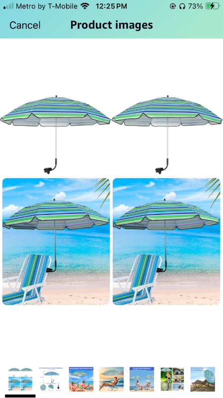 Photo 1 of 4PCS 43'' Stripe Chair Umbrella with Universal Adjustable Clamp Beach Chair Umbrella Portable Wheelchair Umbrella Camping Chair Umbrella Clip on Parasol, Not Include Chair