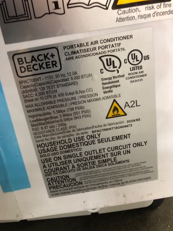 Photo 6 of **DOES NOT INCLUDE WINDOW HOUSING KIT**
BLACK+DECKER 8,000 BTU Portable Air Conditioner up to 350 Sq.Ft.with Remote Control, White White - 8,000 BTU 1 Count (Pack of 1)