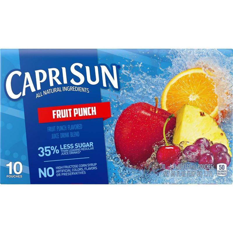 Photo 1 of ** Best By Jan 19 2025 ** Capri Sun Juice Drink, Fruit Punch, 10-Count, 6-Ounce Pouches (Pack of 4)
