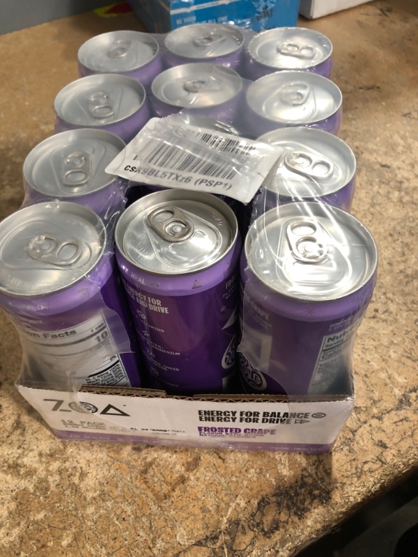 Photo 2 of ** Best By : 7/27/2024 ** ZOA Zero Sugar Energy Drinks, Frosted Grape - Sugar Free with Electrolytes, Healthy Vitamin C, Amino Acids, Essential B-Vitamins, and Caffeine from Green Tea - 12 Fl Oz (12-Pack) Frosted Grape 12 Fl Oz (Pack of 12)