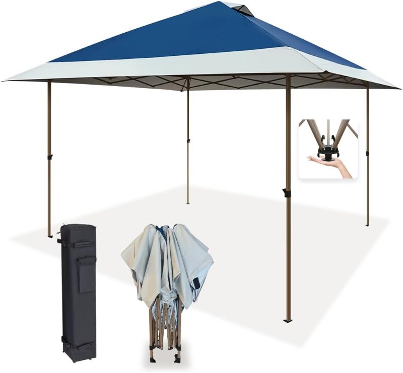 Photo 1 of * MISSING PARTS* OUTDOOR LIVING SUNTIME 13x13 Instant Pop Up Canopy Gazebo Tent Shelter with Wheeled Roller Carry Bag, Bonus Weight Sandbags, Stakes, Ropes - Navy
