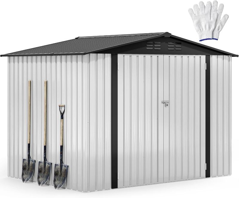 Photo 1 of * MISSING PARTS PARTIAL SET* DWVO 8'x6' Large Metal Outdoor Storage Shed, Heavy Duty Tool Storage Sheds for Backyard Patio Lawn - Ideal for Bicycles, Garden Tools, and Lawn Equipment, Easy-to-Assemble, White
