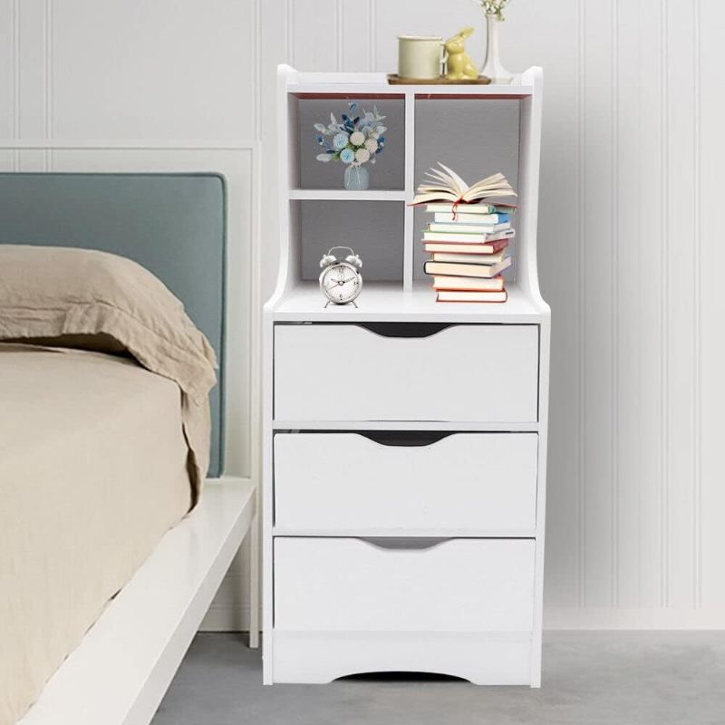 Photo 1 of 
3 Drawers Nightstand Tall Nightstand Side Stand Cabinet Night Stand Bedside Tables for Bedroom and Living Room nightstand Storage(White)