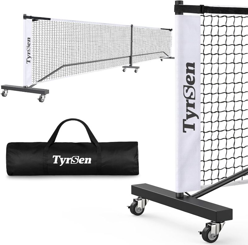 Photo 1 of 
TYRSEN Portable Pickleball Net on Wheels, 22FT Pickleball Net for Driveway Backyard, Strong PE Net, Metal Frame, 1 Carry Bag, Pickleball Net System for...