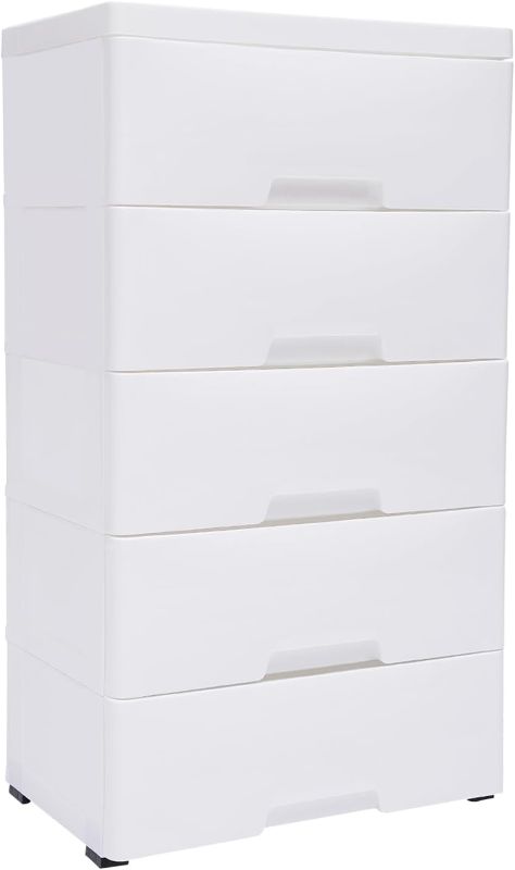 Photo 1 of 
Photo for Reference Only**5 Drawer Plastic Drawers Dresser Storage Cabinet, Stackable Vertical Clothes Storage Tower With 4 Wheels, Clothes Organizer, Bedroom Tall Small Chest Closet.