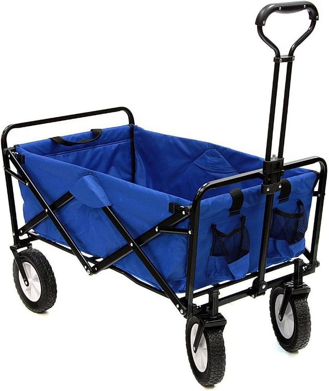 Photo 1 of 
Photo for Reference Only**Mac Sports Heavy Duty Steel Frame Collapsible Folding 150 Pound Capacity Outdoor Camping Garden Utility Wagon Yard Cart, Blue
Color:Solid Blue
Pattern Name:Mac Wagon
