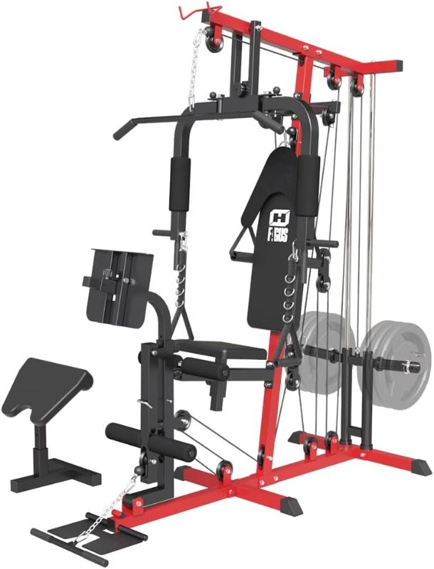 Photo 1 of * SEE NOTES* Home Gym Workout Station, Multifunctional Home Gym System with Leg Extension,Leg Press,Preacher Curl Body Exercise Attachments, Adjustable Plate Loaded Strength Training Machine
